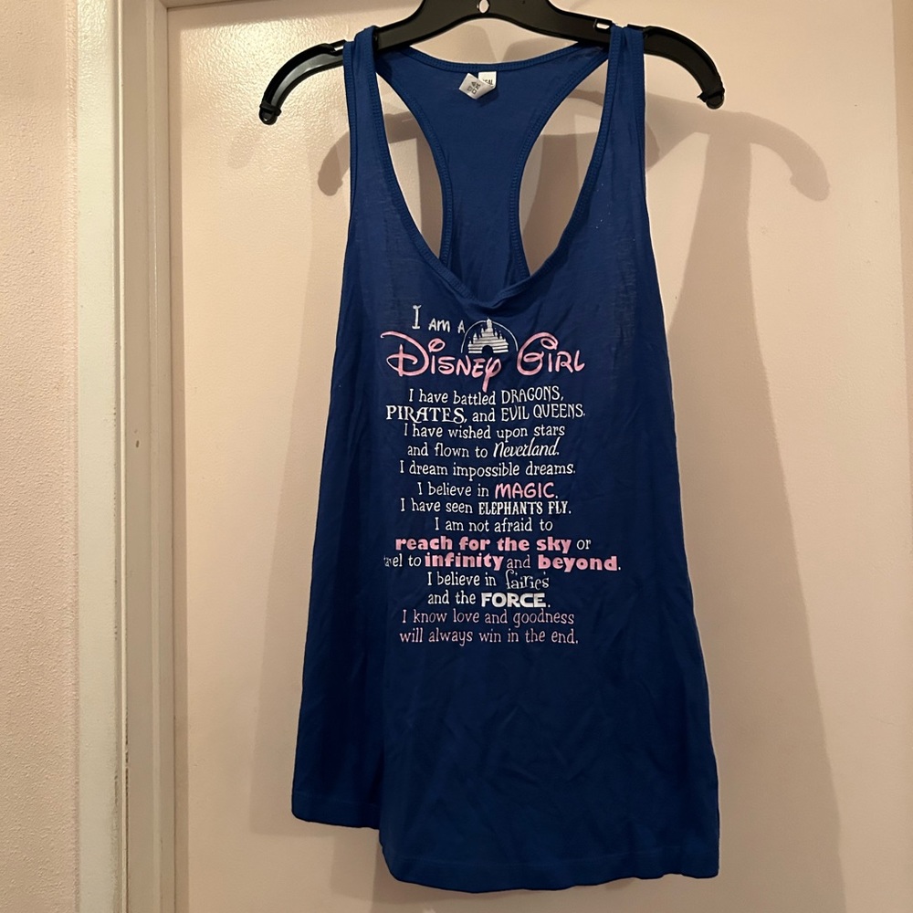 Blue Racer Back T with Disney Girl Verbage